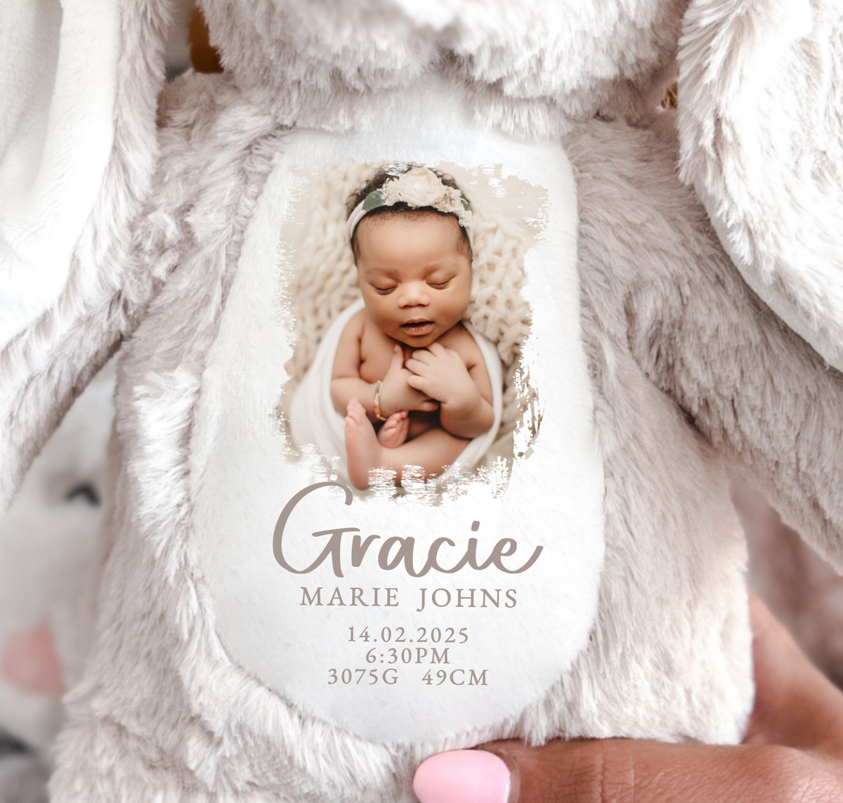 Personalised New Baby Photo Bunny Teddy