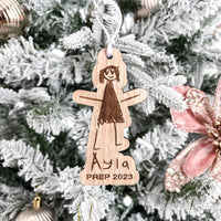 Personalised class ornaments engraved with each child’s name and artwork — keepsake Christmas decorations