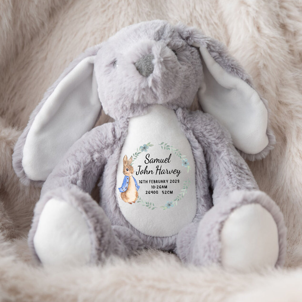 Our Teddies are suitable from birth with sewn eyes and mouth, ensuring safety for all ages. You can design a truly bespoke keepsake by choosing from our range of Teddy options and adding unique details of their birth.