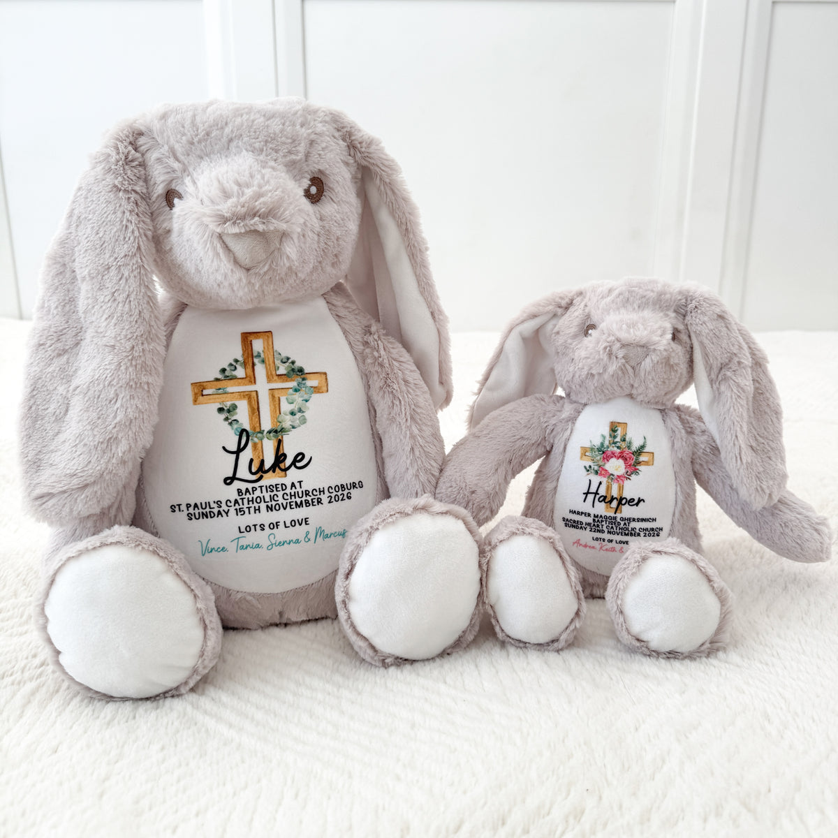 Personalised Teddy Baptism Christening Gift Ayla & Lara