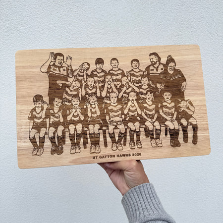 Engraved Team Photo Keepsake Board Ayla & Lara