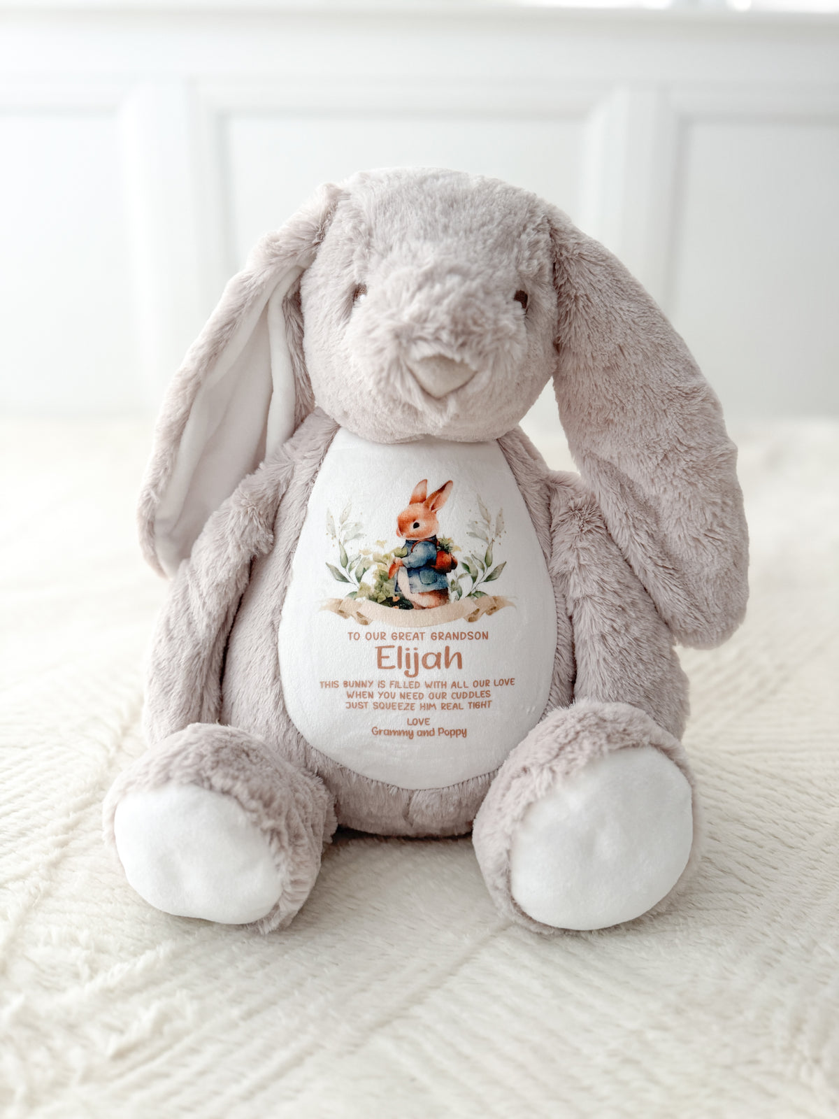 Personalised New Baby Grandbaby Bunny Teddy Ayla & Lara