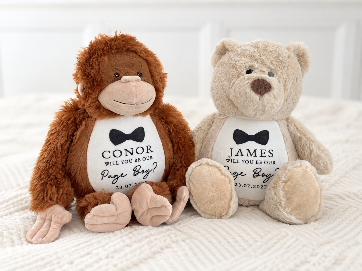 Personalised Page Boy Soft Toy Teddy Ayla & Lara