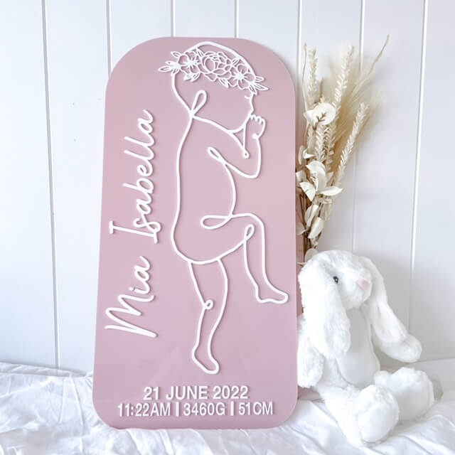 Personalised Birth Plaque in 1:1 Scale - Ayla & Lara