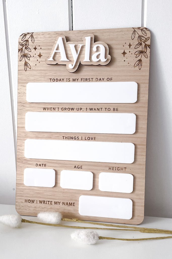 Personalised First Day Board - Ayla & Lara