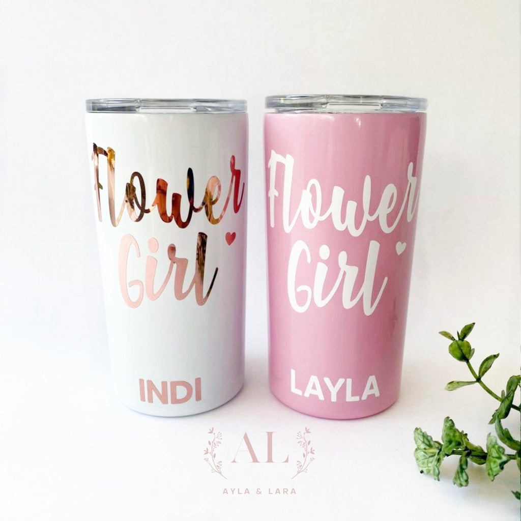 Personalised Flower Girl Drink Tumbler - Ayla & Lara
