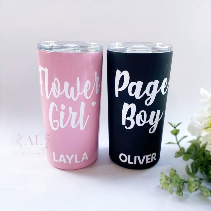Personalised Page Boy Drink Tumbler - Ayla & Lara