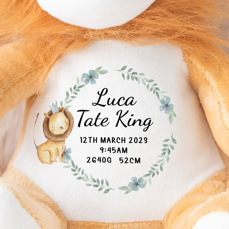 Personalised Teddy | Lion Birth Announcement - Ayla & Lara
