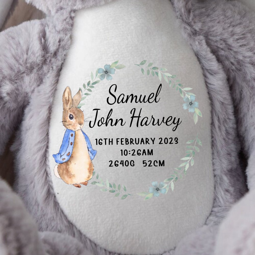 Personalised Bunny Teddy Peter Rabbit Baby Announcement – Ayla Lara