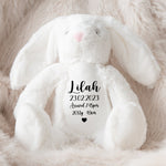 Personalised White Bunny | Birth Details - Ayla & Lara